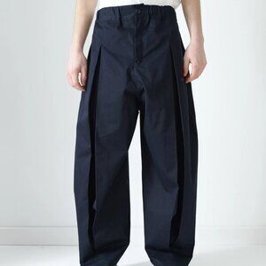 sageNation Navy Box Pleat Trousers